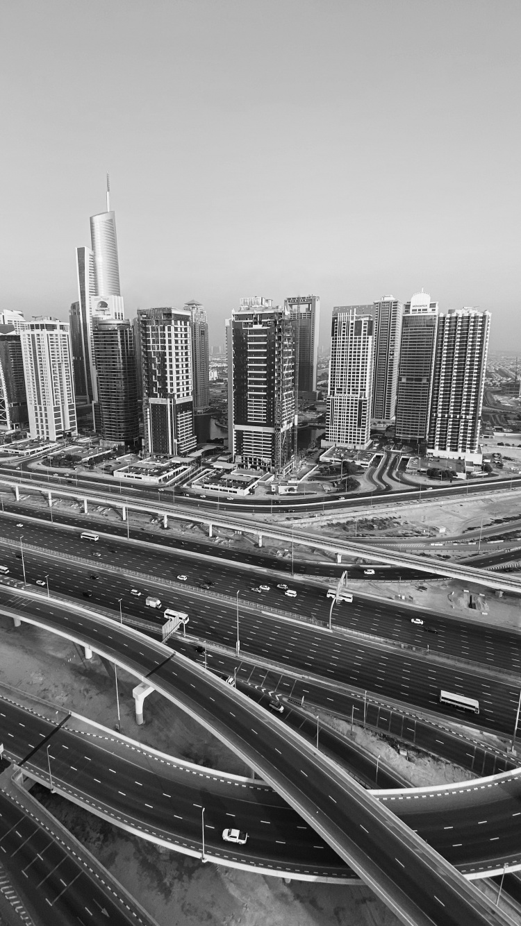 Обои дорога, транспорт, городской район, башня, город в разрешении 750x1334