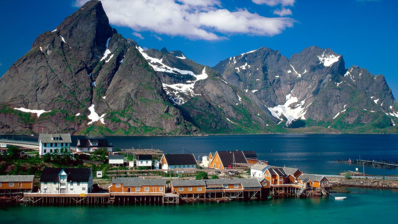 Обои Лофотен, гора, природа, горный хребет, пейзажи гор в разрешении 1280x720