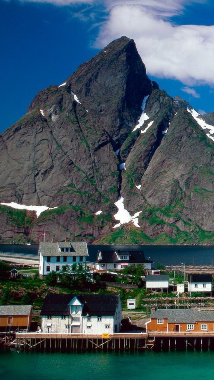 Обои Лофотен, гора, природа, горный хребет, пейзажи гор в разрешении 750x1334