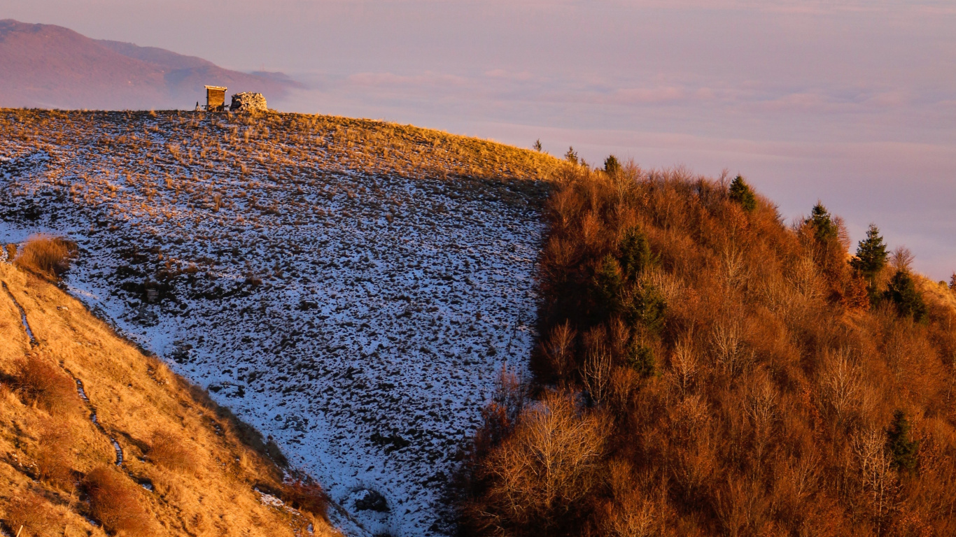 Обои море, горизонт, вода, закат, вечер в разрешении 1366x768