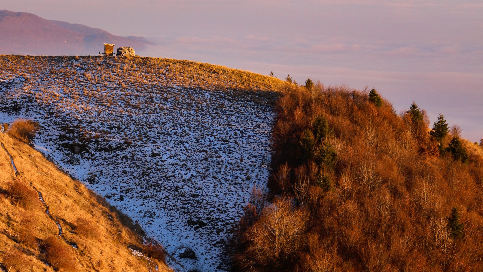 Обои море, горизонт, вода, закат, вечер в разрешении 1920x1080