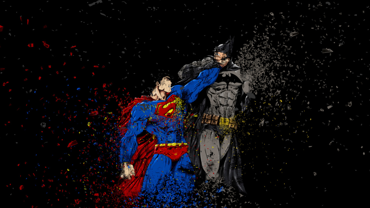 Обои Супермен, Бэтмен, супергерой, Логотип супермена, космос в разрешении 1280x720