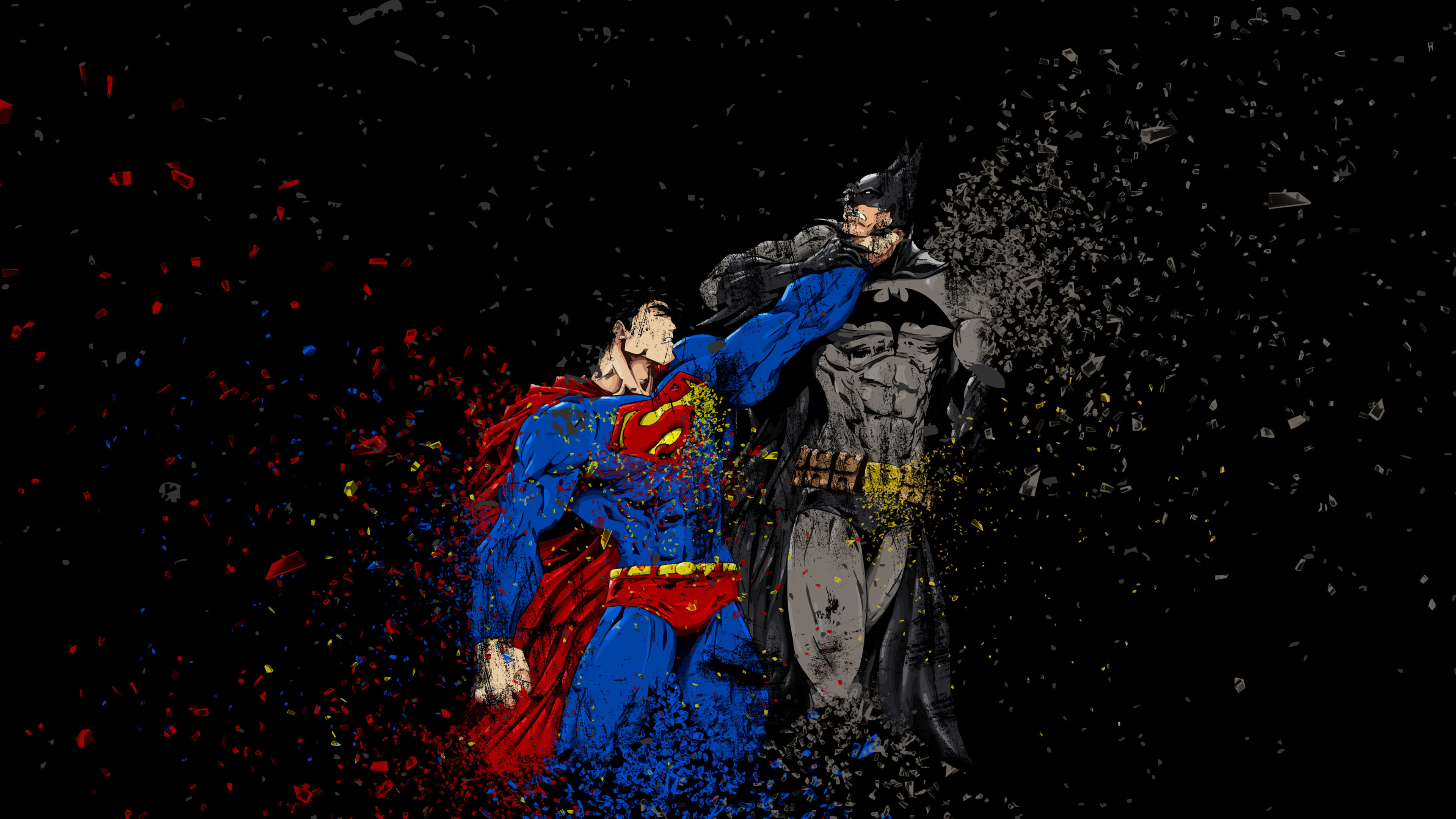 Обои Супермен, Бэтмен, супергерой, Логотип супермена, космос в разрешении 3840x2160