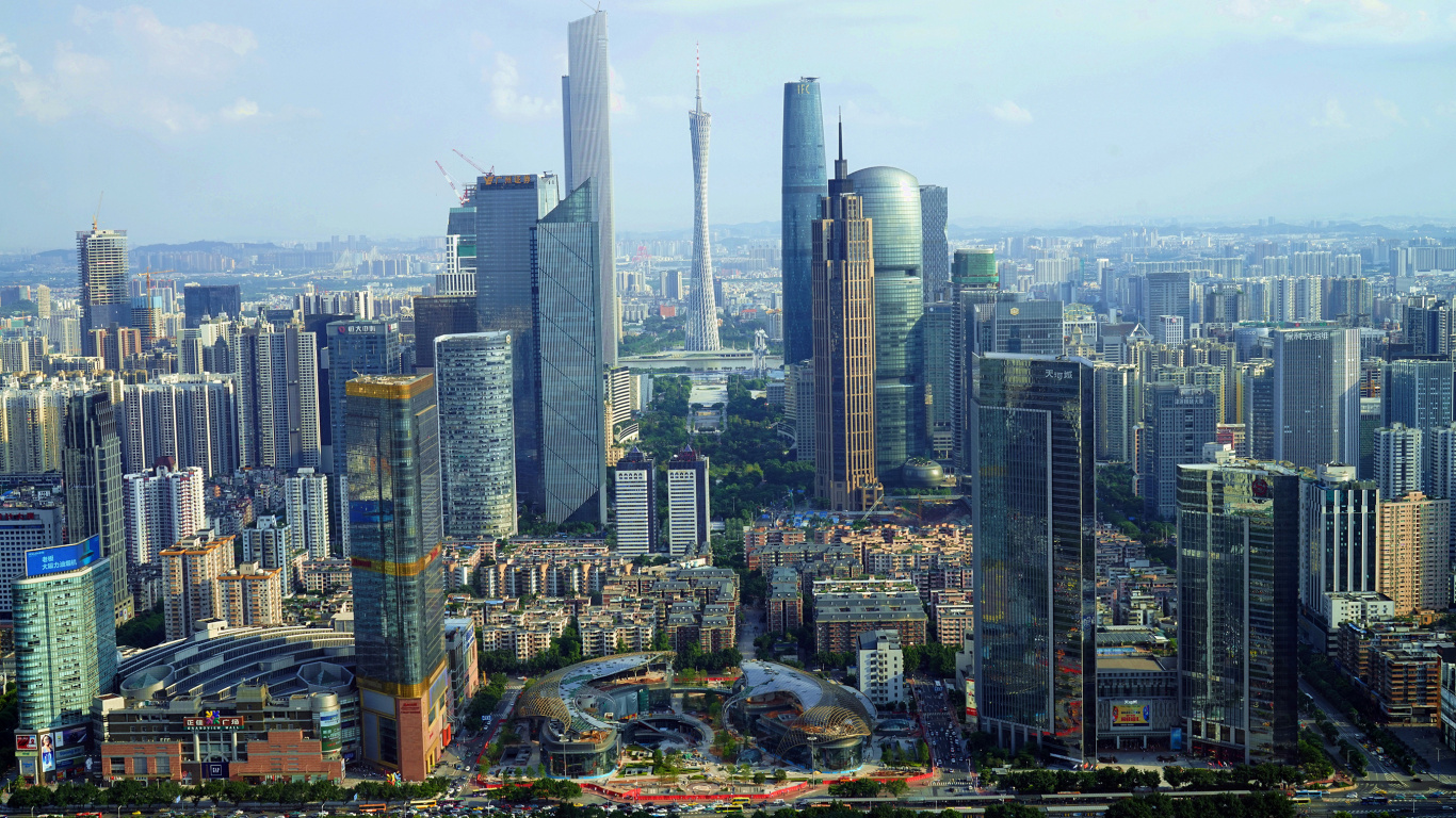 Обои Гуанчжоу, Шанхай, городской пейзаж, городской район, город в разрешении 1366x768