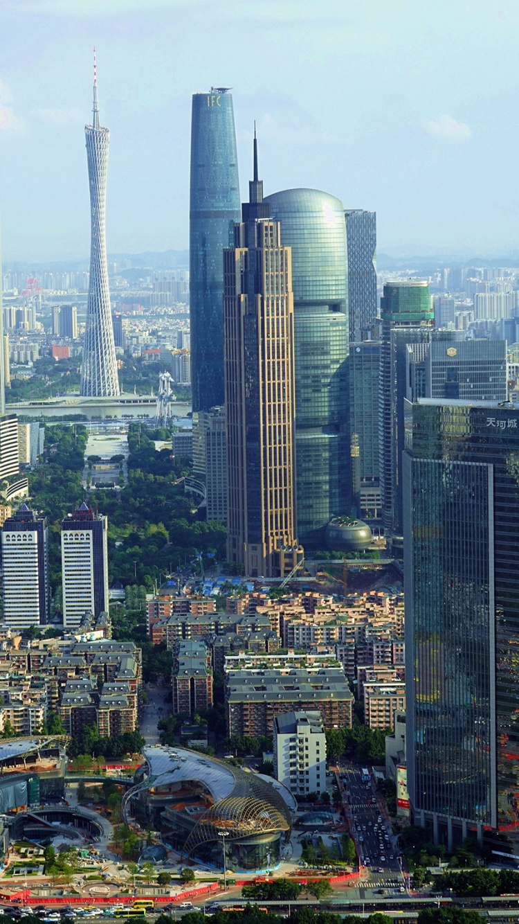 Обои Гуанчжоу, Шанхай, городской пейзаж, городской район, город в разрешении 750x1334