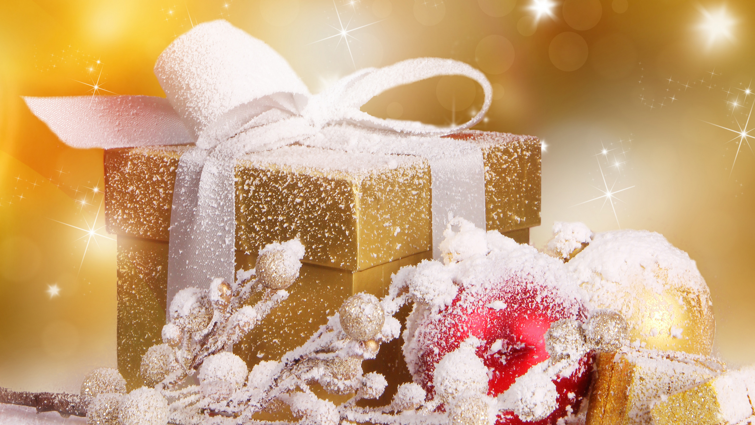 Обои подарок, Рождественский подарок, Рождественский день, настоящее время, пища в разрешении 2560x1440