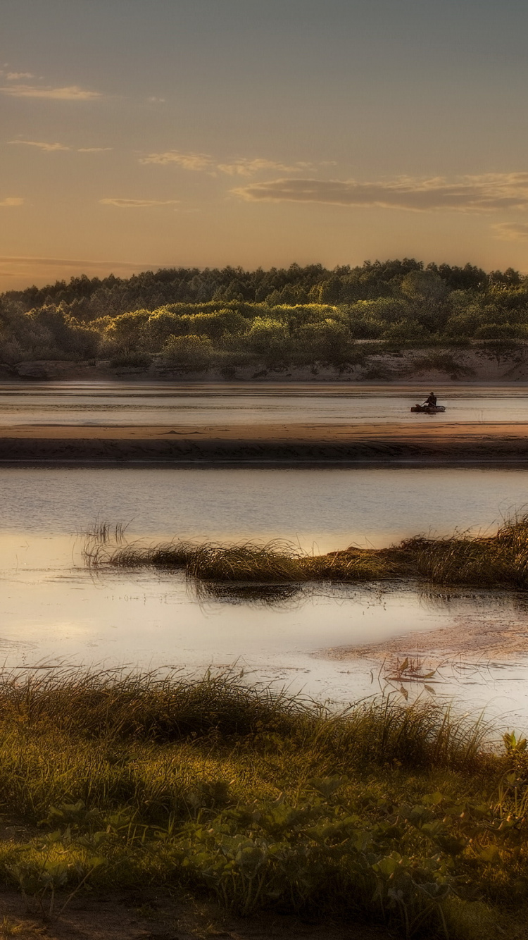 Обои отражение, вода, утро, восход солнца, небо в разрешении 750x1334