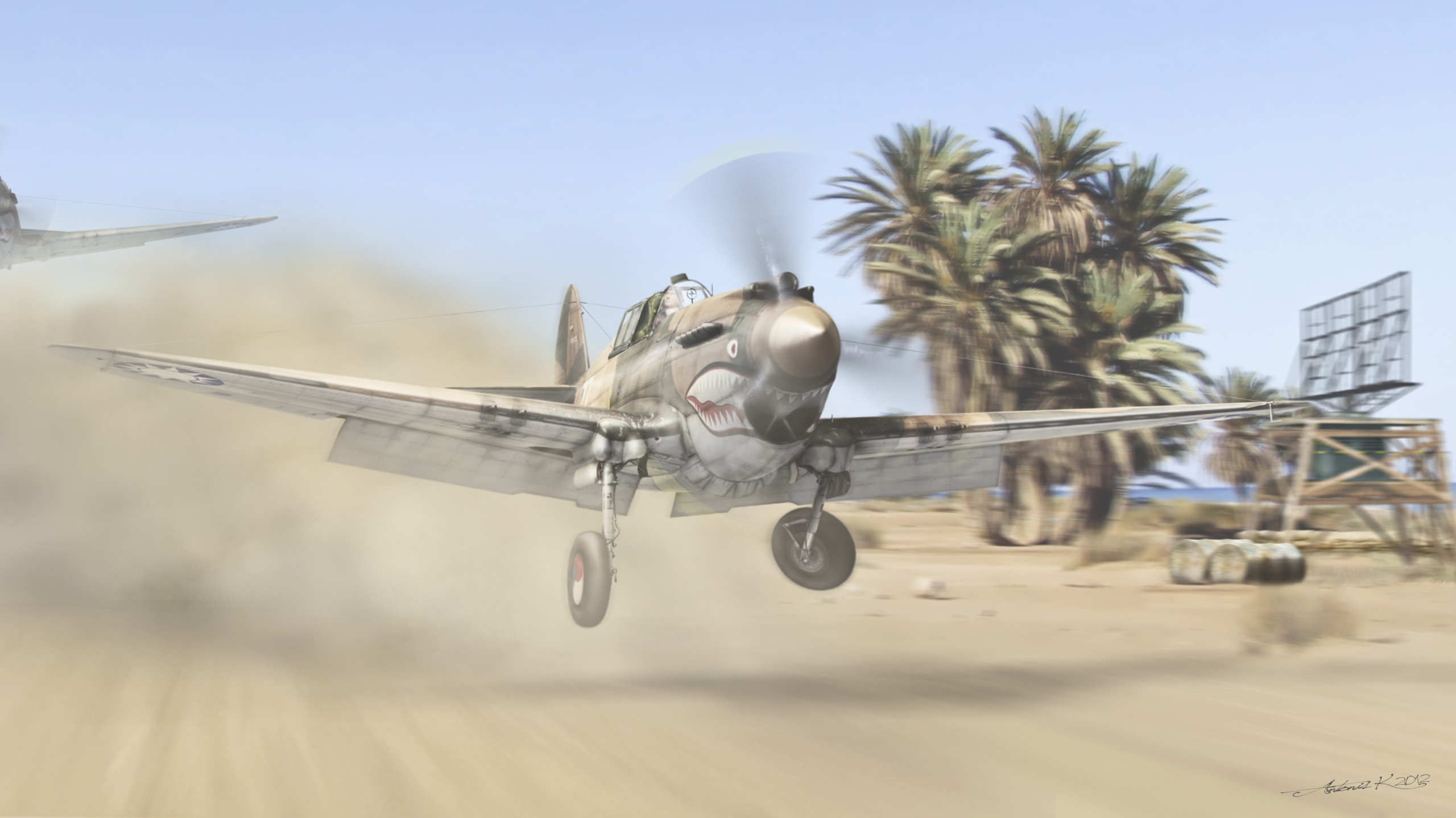 Обои самолет, самолеты, пропеллер, полет, военный самолет в разрешении 2560x1440