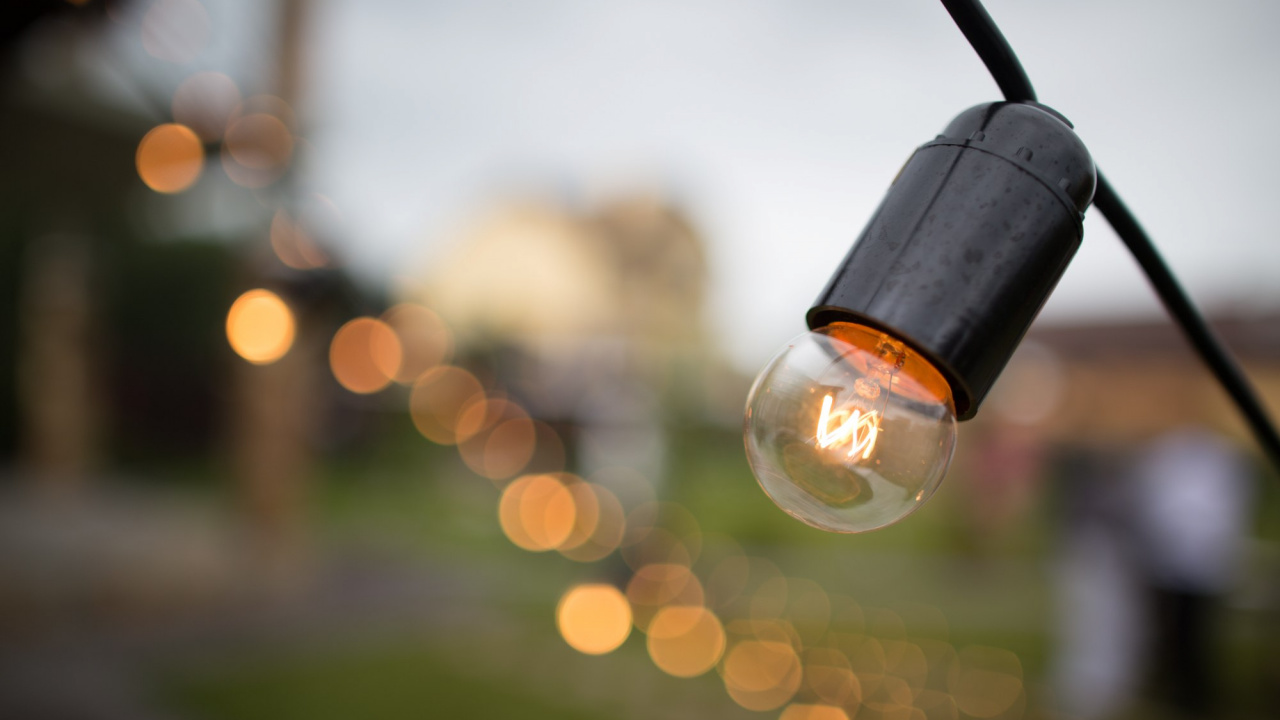 Обои гирлянда, Лампа накаливания, уличный фонарь, Лампа, свет в разрешении 1280x720