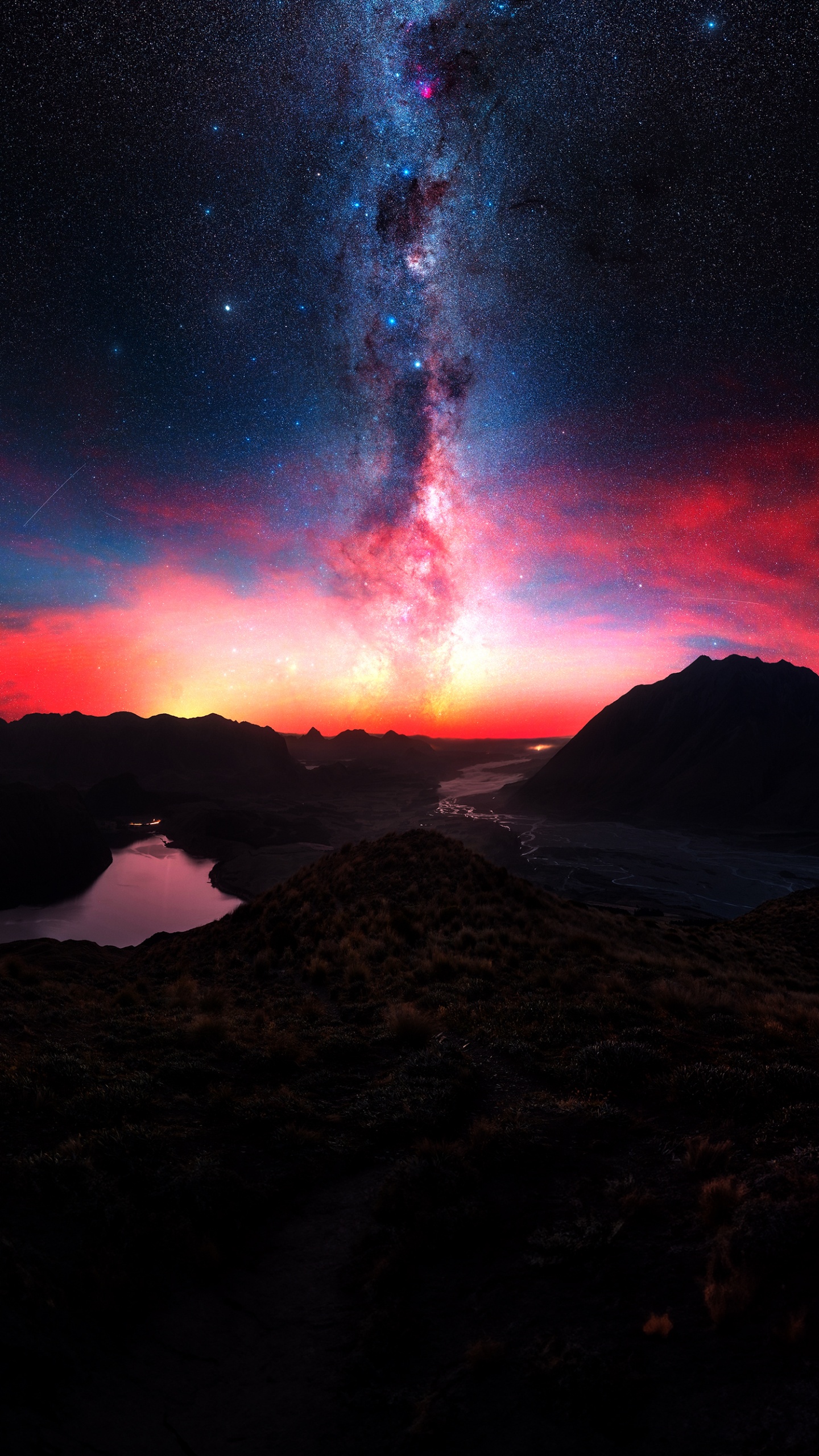 Обои послесвечение, вулкан, гора, атмосфера, облако в разрешении 1440x2560