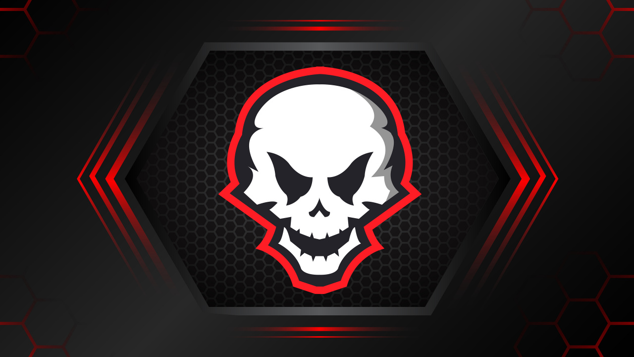 Обои красный цвет, эмблема, иллюстрация, геймер, лого в разрешении 1280x720