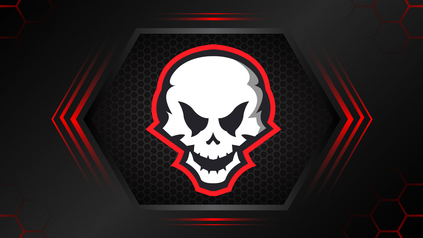 Обои красный цвет, эмблема, иллюстрация, геймер, лого в разрешении 1366x768