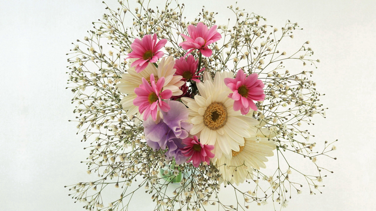 Обои цветочный букет, флористики, срезанные цветы, цветочный дизайн, флористика в разрешении 1280x720