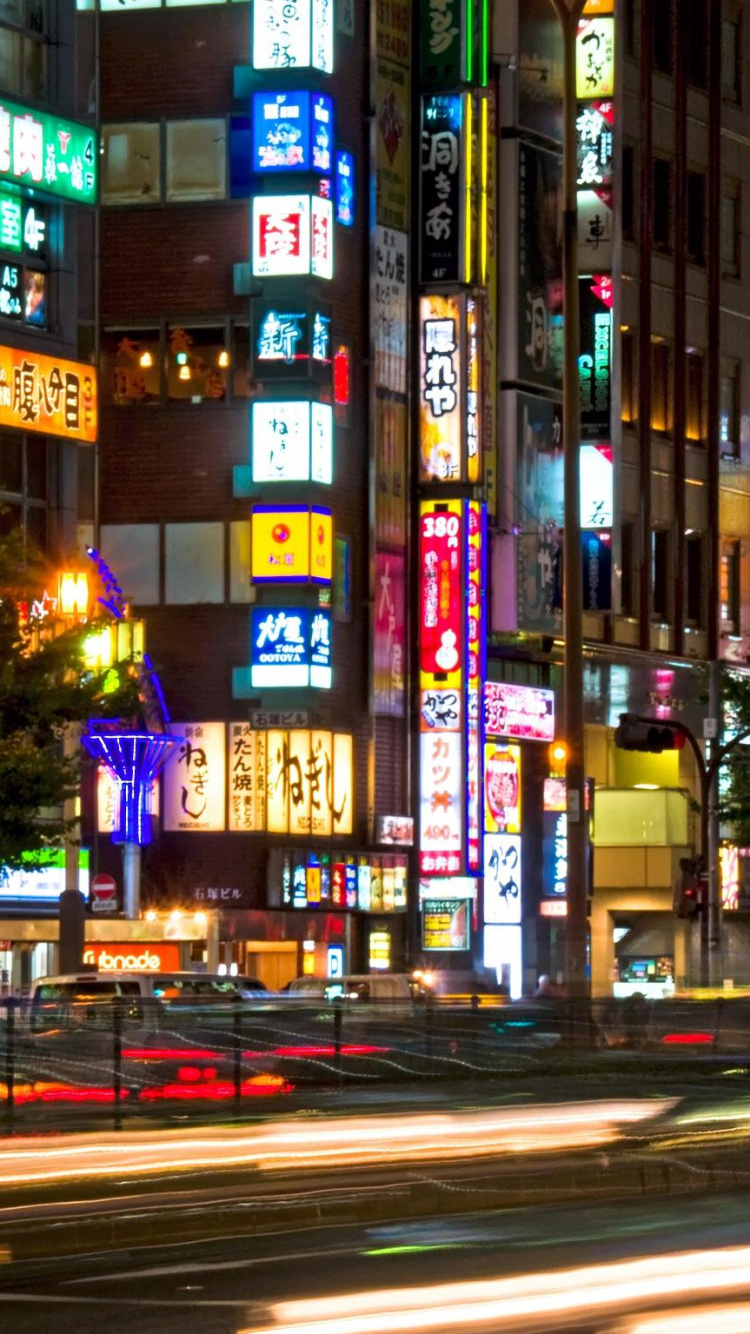 Обои Синдзюку, сезон, ночь, городской район, метрополия в разрешении 750x1334