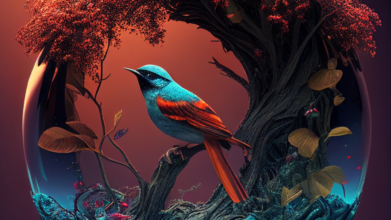 Обои морская биология, подводная среда, птица, лазурный, ботаники в разрешении 1366x768