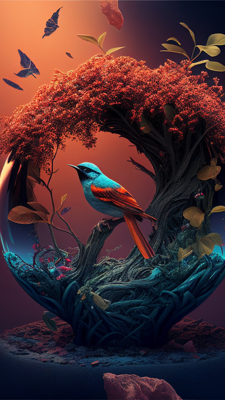 Обои морская биология, подводная среда, птица, лазурный, ботаники в разрешении 750x1334