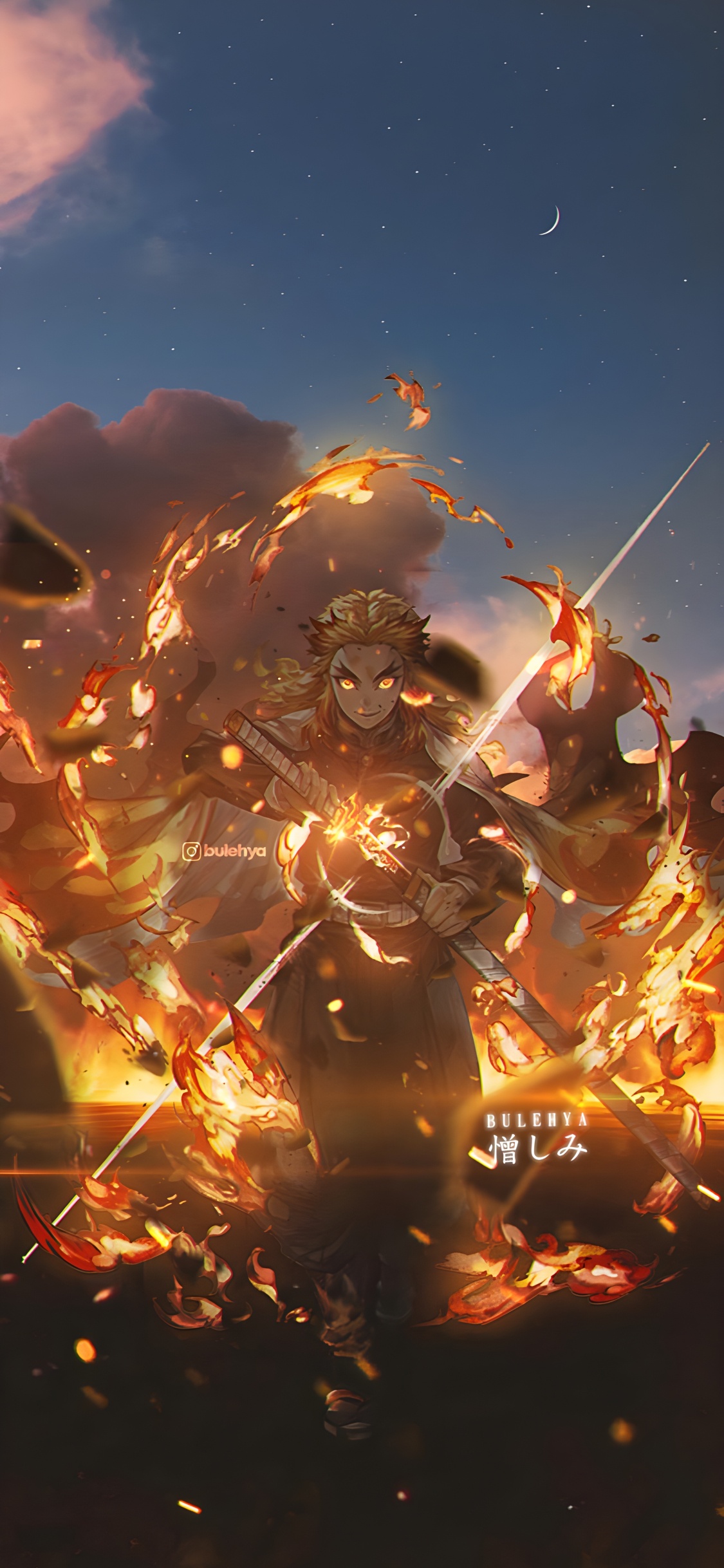 Обои аниме, кёдзюро ренгоку тигр, Булехья Ренгоку, Танджиро Камадо, кюджур ренгоку в разрешении 1125x2436