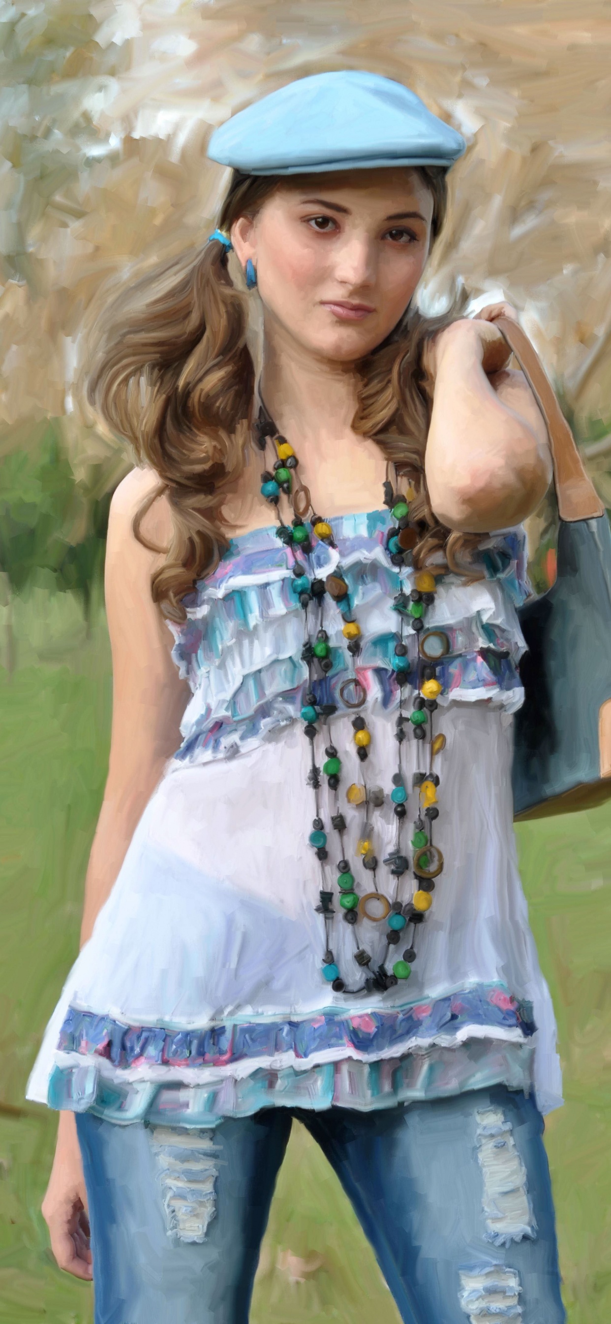 Обои плечо, одежда, джинсы, головной убор, джинсовая ткань в разрешении 1242x2688