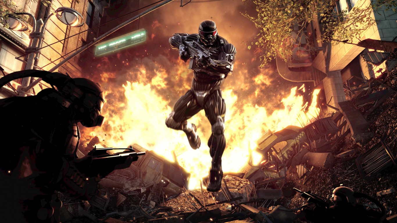 Обои crysis 2, crysis, шутер, playstation 3, компьютерная игра в разрешении 1366x768