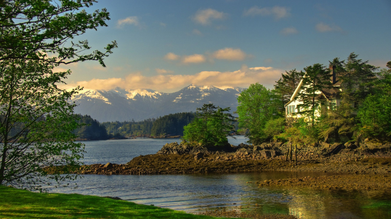 Обои природа, природный ландшафт, вода, озеро, отражение в разрешении 1366x768