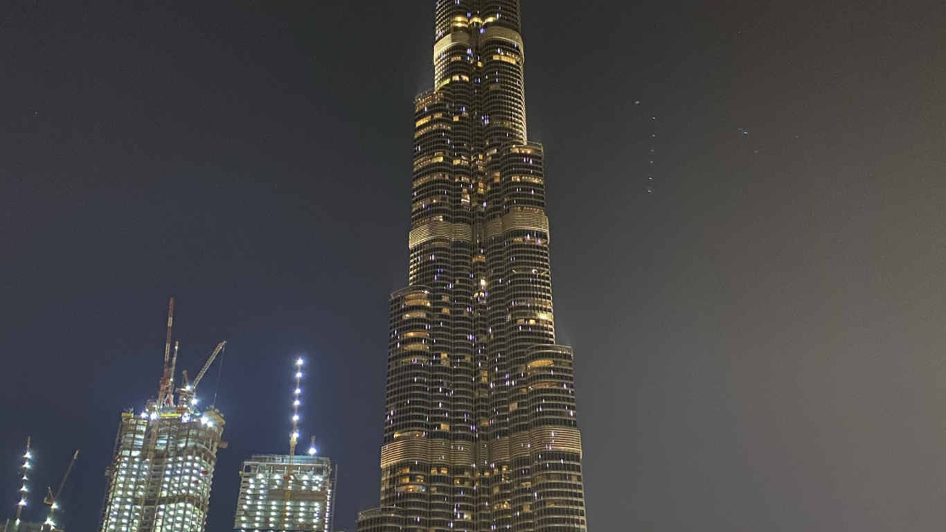 Обои Дубай, Бурдж Халифа, достопримечательность, небоскреб, вышка в разрешении 1366x768