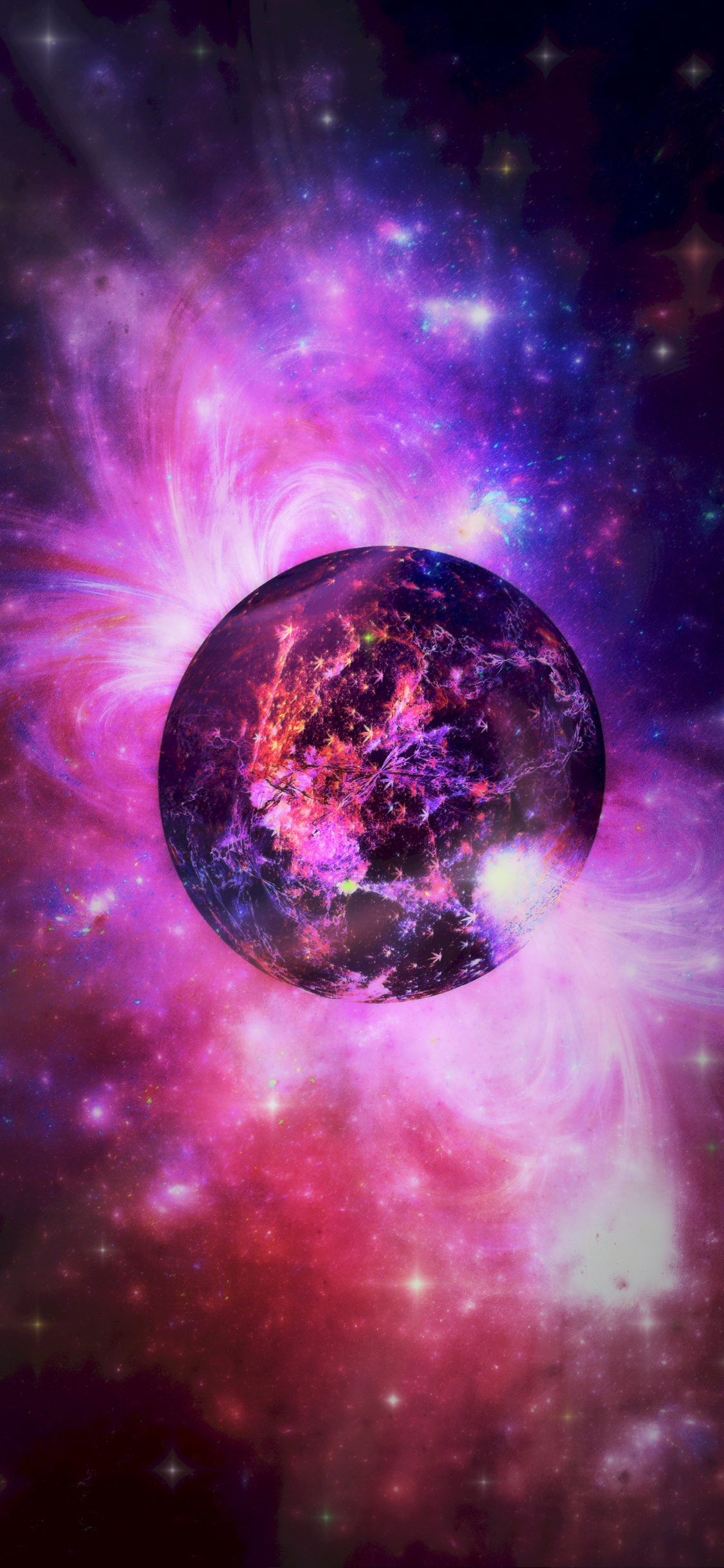 Обои планета, космическое пространство, пурпур, астрономический объект, Фиолетовый в разрешении 1125x2436