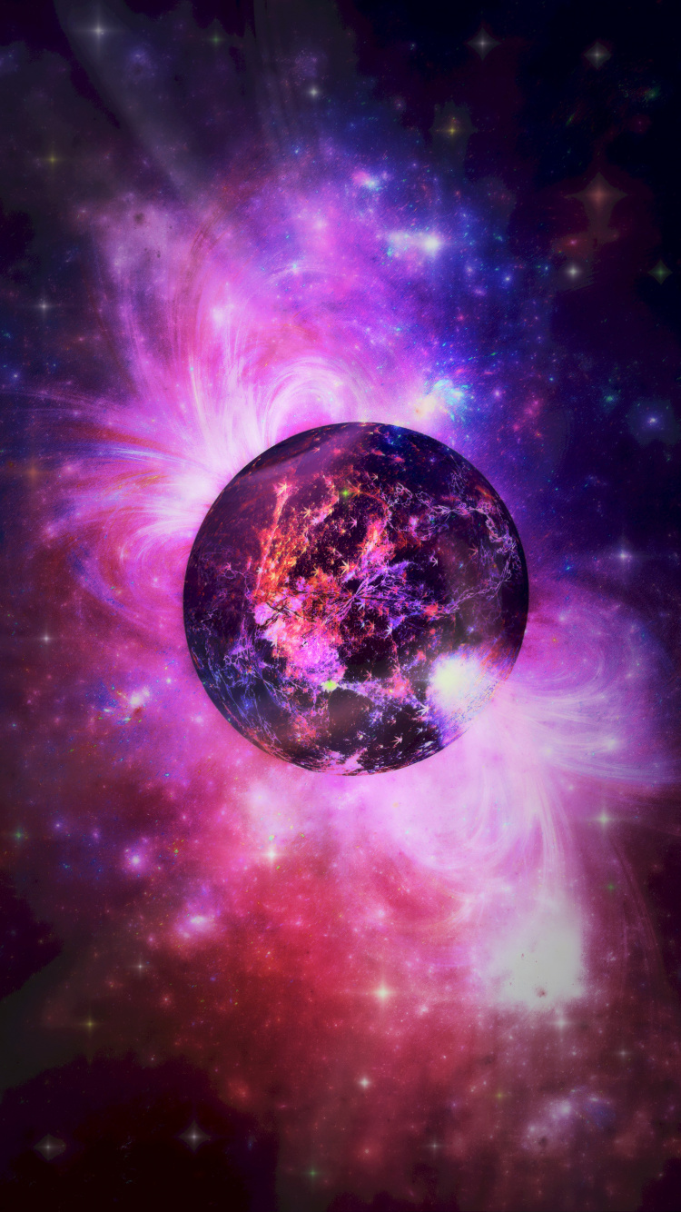 Обои планета, космическое пространство, пурпур, астрономический объект, Фиолетовый в разрешении 750x1334