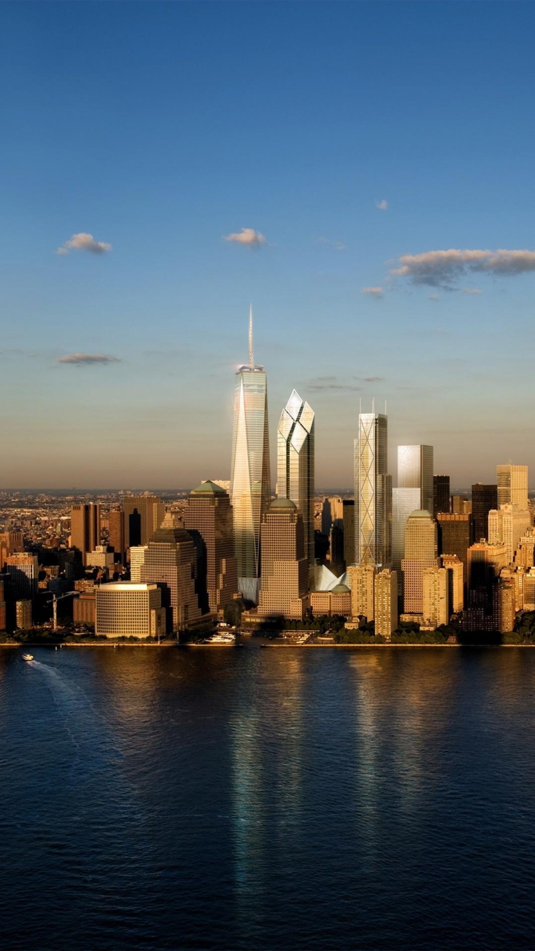 Обои Всемирный торговый центр 1, центр международной торговли, город, линия горизонта, городской пейзаж в разрешении 1080x1920