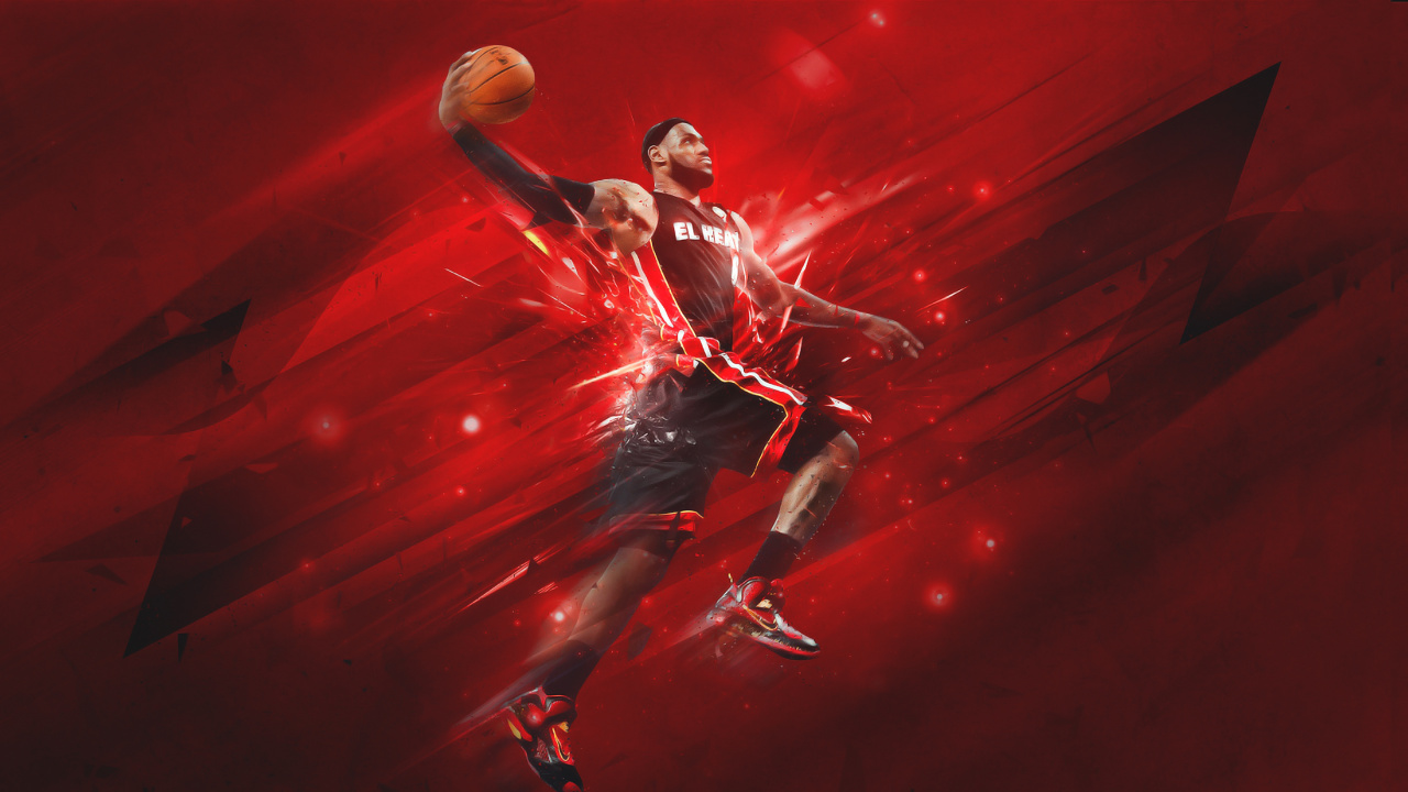 Обои Майами тепла, Кливленд кавальерс, Баскетбол, красный цвет, Танцор в разрешении 1280x720