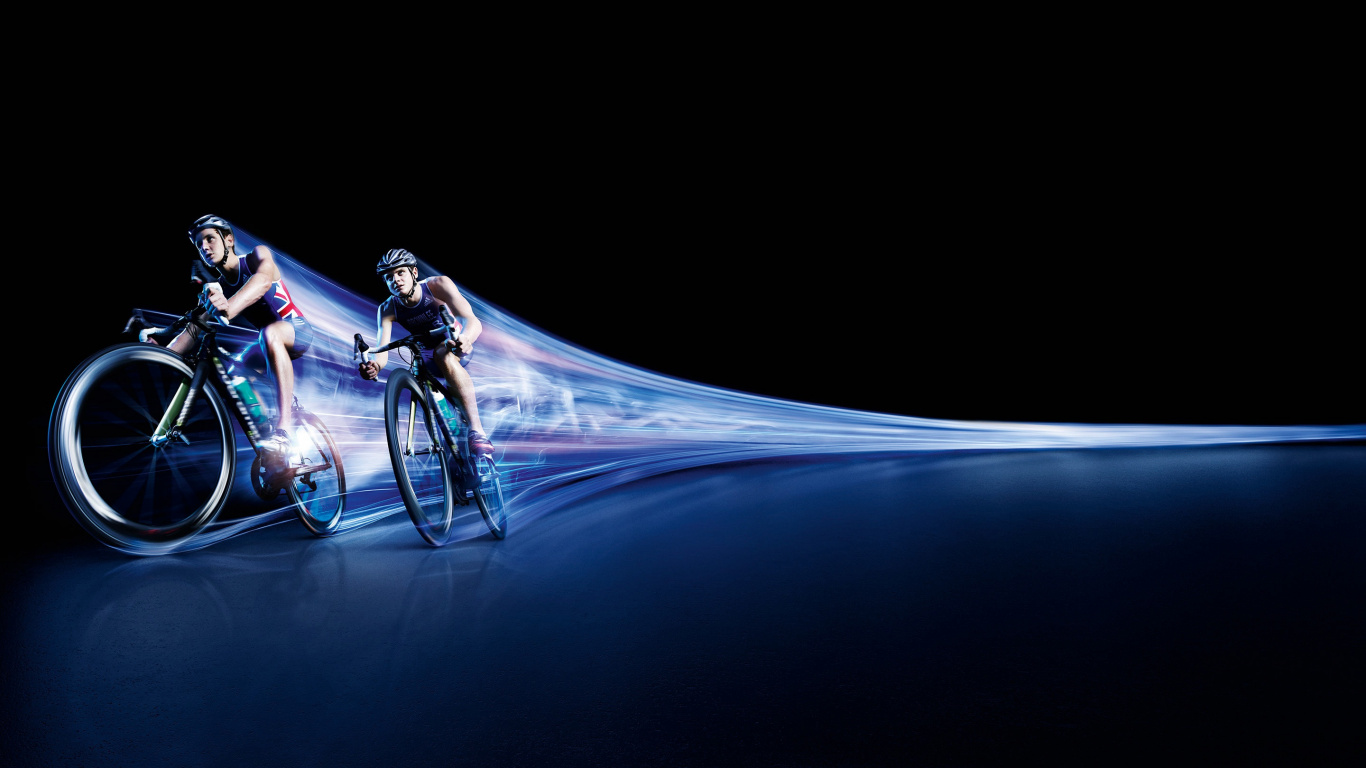 Обои триатлон, Велоспорт, синий, свет, электрик в разрешении 1366x768
