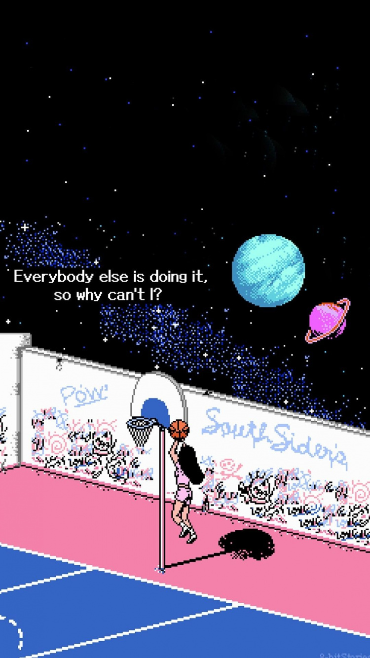 Обои 8-битные вычисления, эстетика, мир, арт, линия в разрешении 750x1334