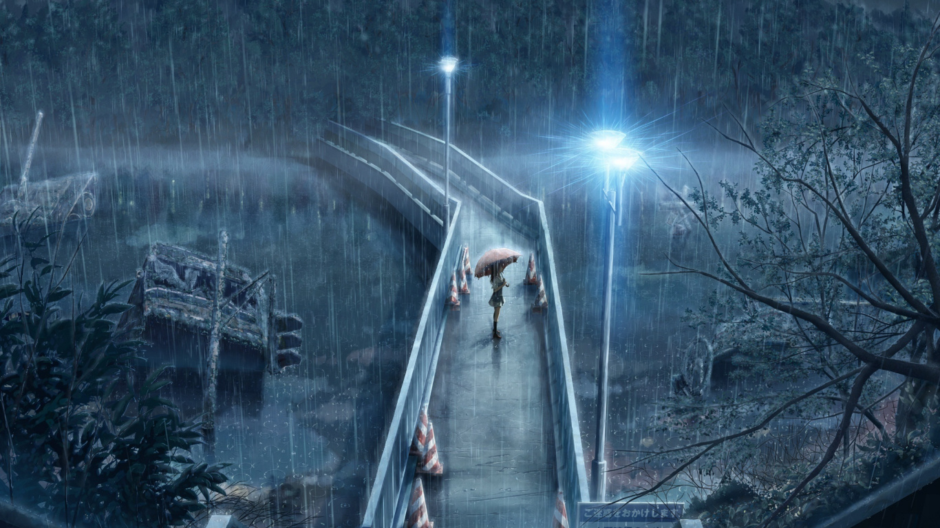 Обои аниме, атмосфера, дерево, ночь, космос в разрешении 1366x768