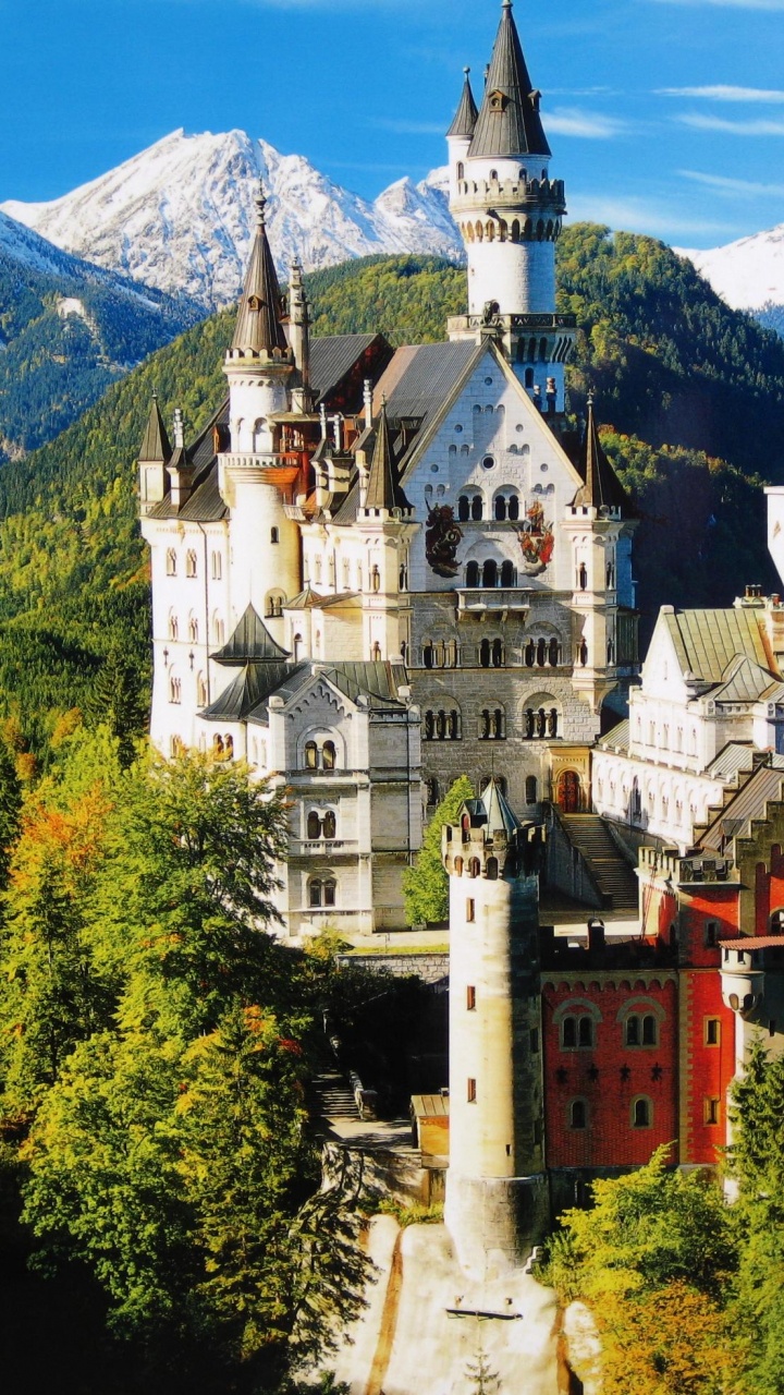 Обои замок Нойшванштайн, Дворец Линдерхоф, замок хоэншвангау, замок, дворец в разрешении 720x1280