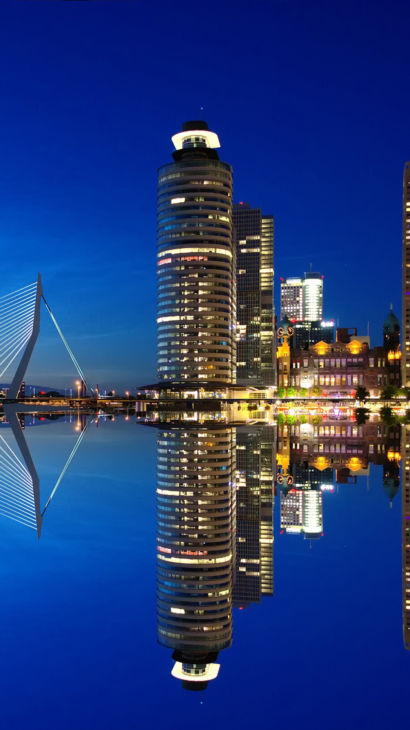 Обои Роттердам, городской пейзаж, город, отражение, ориентир в разрешении 1440x2560