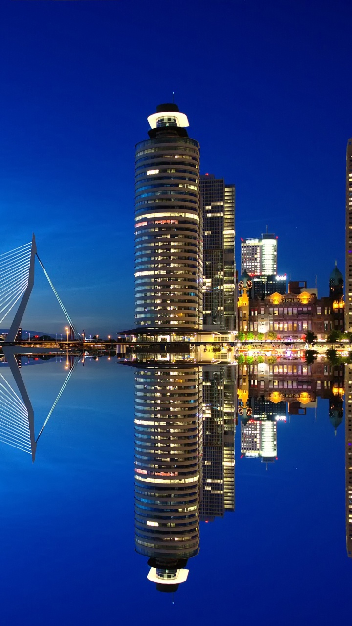 Обои Роттердам, городской пейзаж, город, отражение, ориентир в разрешении 720x1280