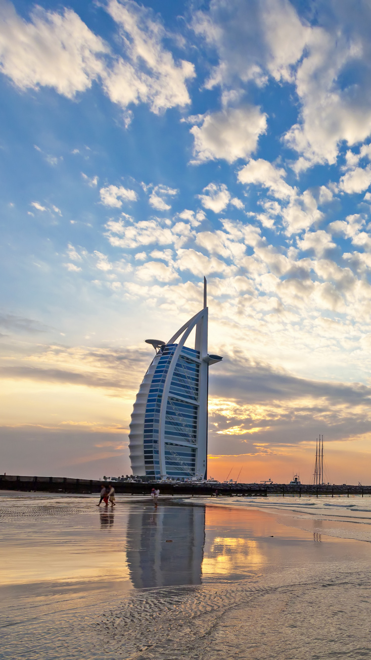 Обои Дубай, горизонт, облако, море, закат в разрешении 750x1334