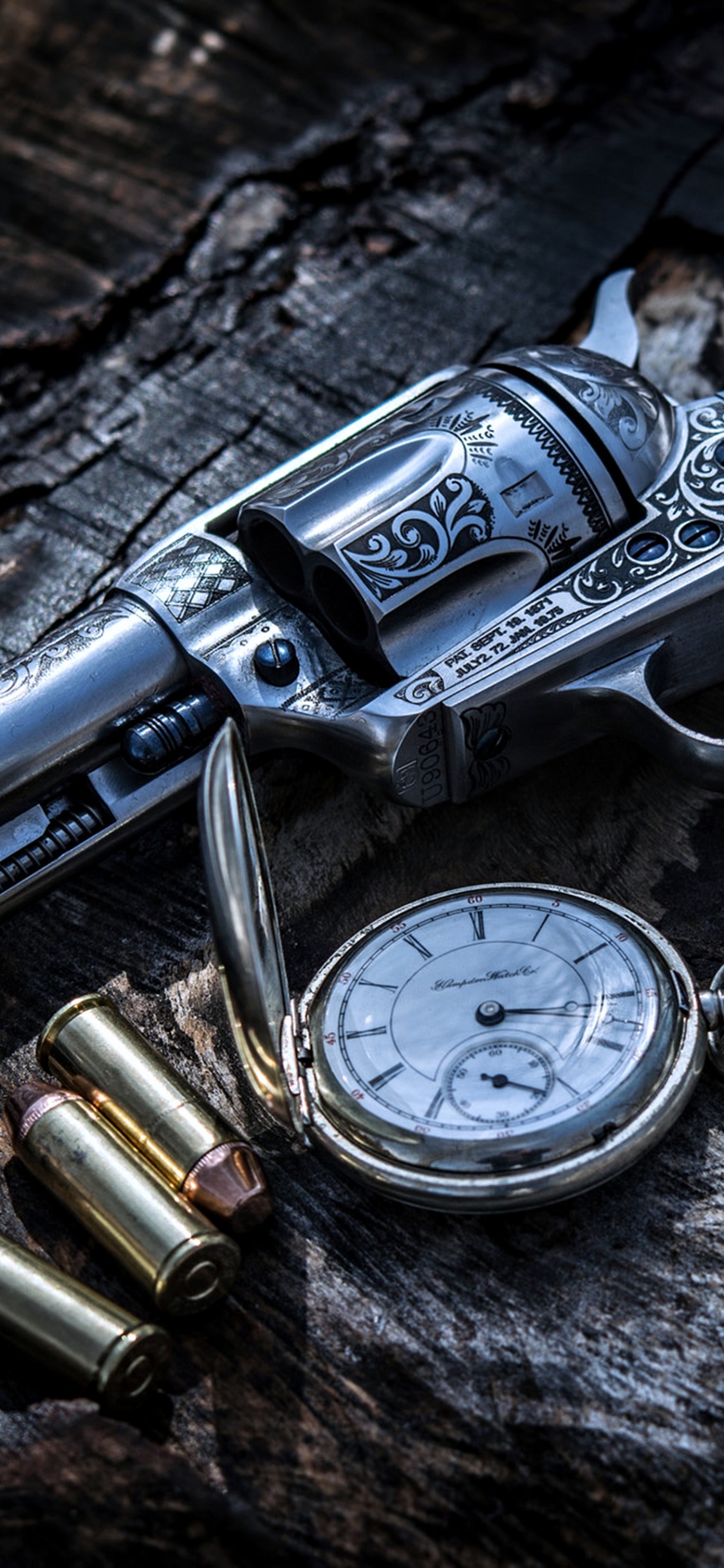 Обои орудие, огнестрельное оружие, револьвер, триггер, ствол в разрешении 1125x2436