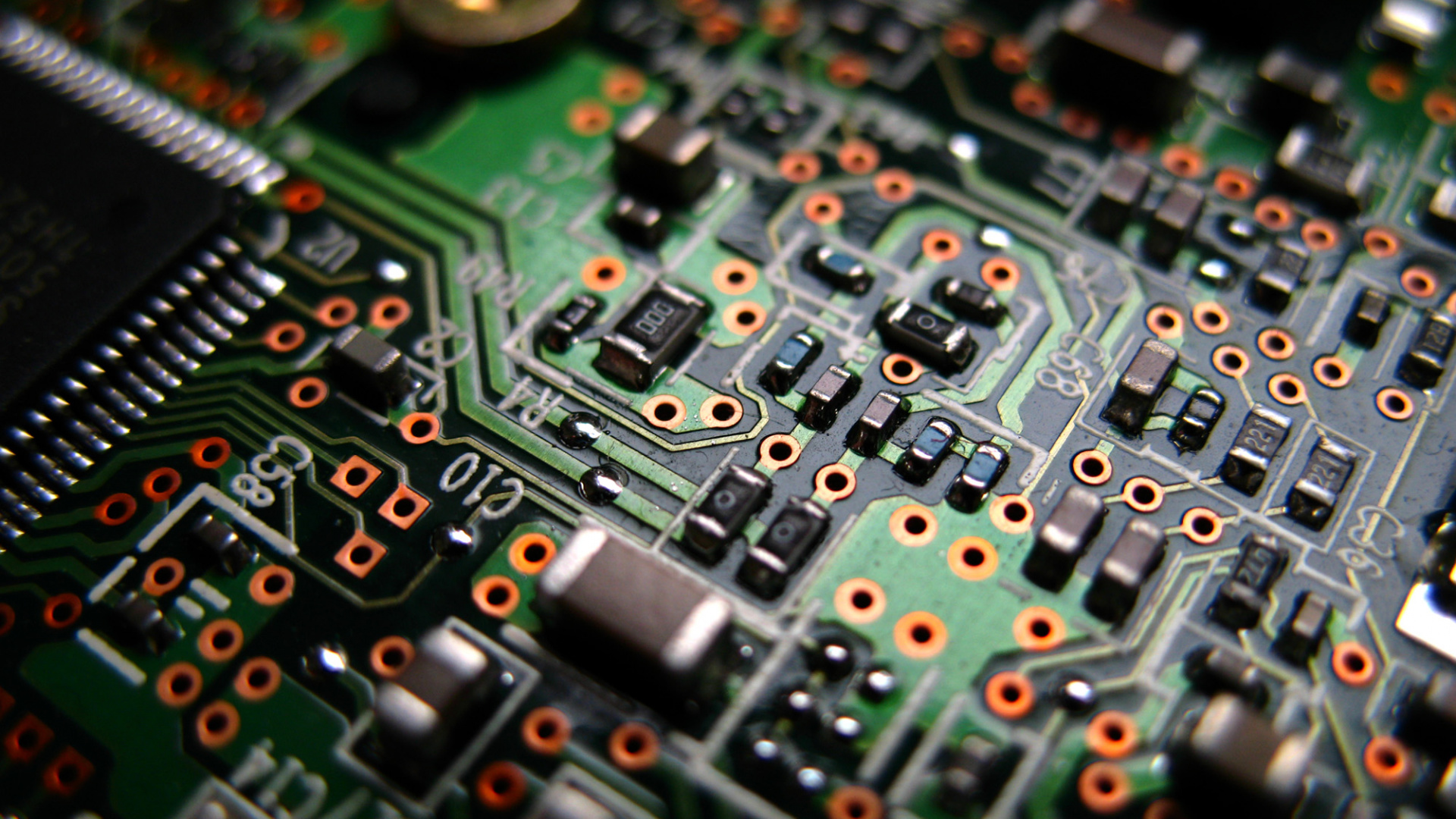 Обои электронная схема, электроника, электрические сети, печатная плата, электронный компонент в разрешении 1920x1080