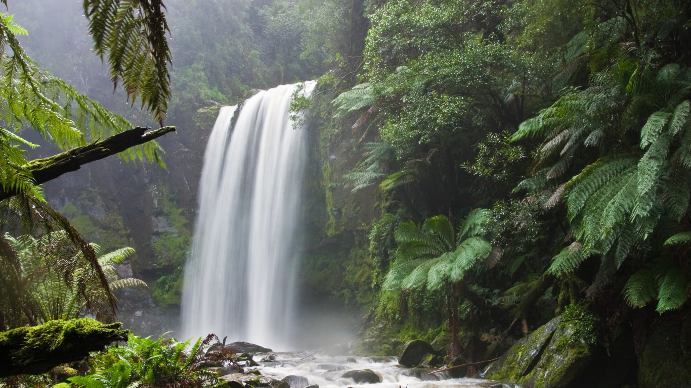 Обои окружающая среда, природа, водопад, гидроресурсы, водоем в разрешении 1366x768
