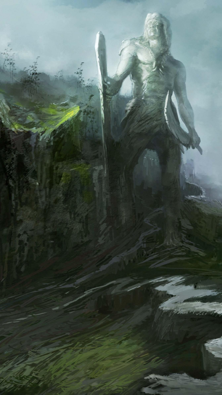 Обои водоток, гора, гидроресурсы, научная фантазия, водопад в разрешении 750x1334