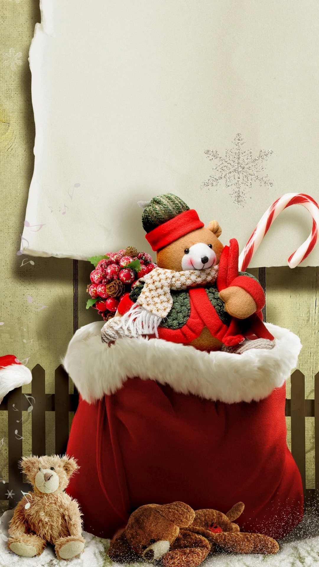 Обои Рождественский день, Санта-Клаус, Рождественский подарок, Рождество, рождественский орнамент в разрешении 1080x1920