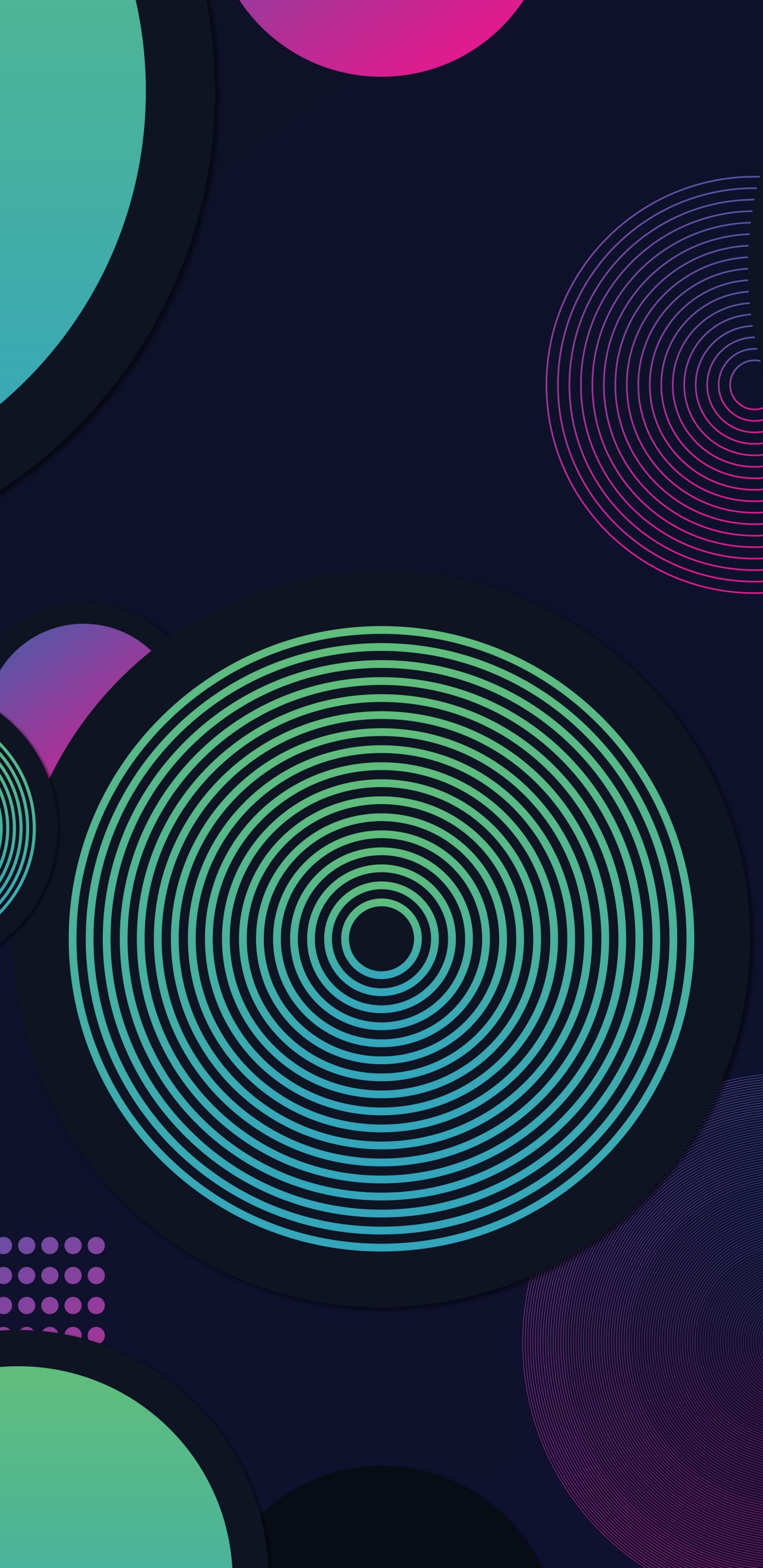 Обои круг, андроид, Android-разработчик, красочность, свет в разрешении 1440x2960