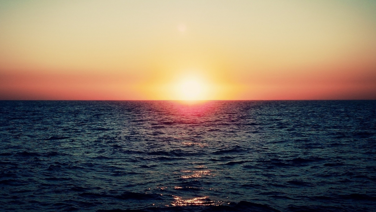 Обои закат, горизонт, море, океан, восход солнца в разрешении 1280x720