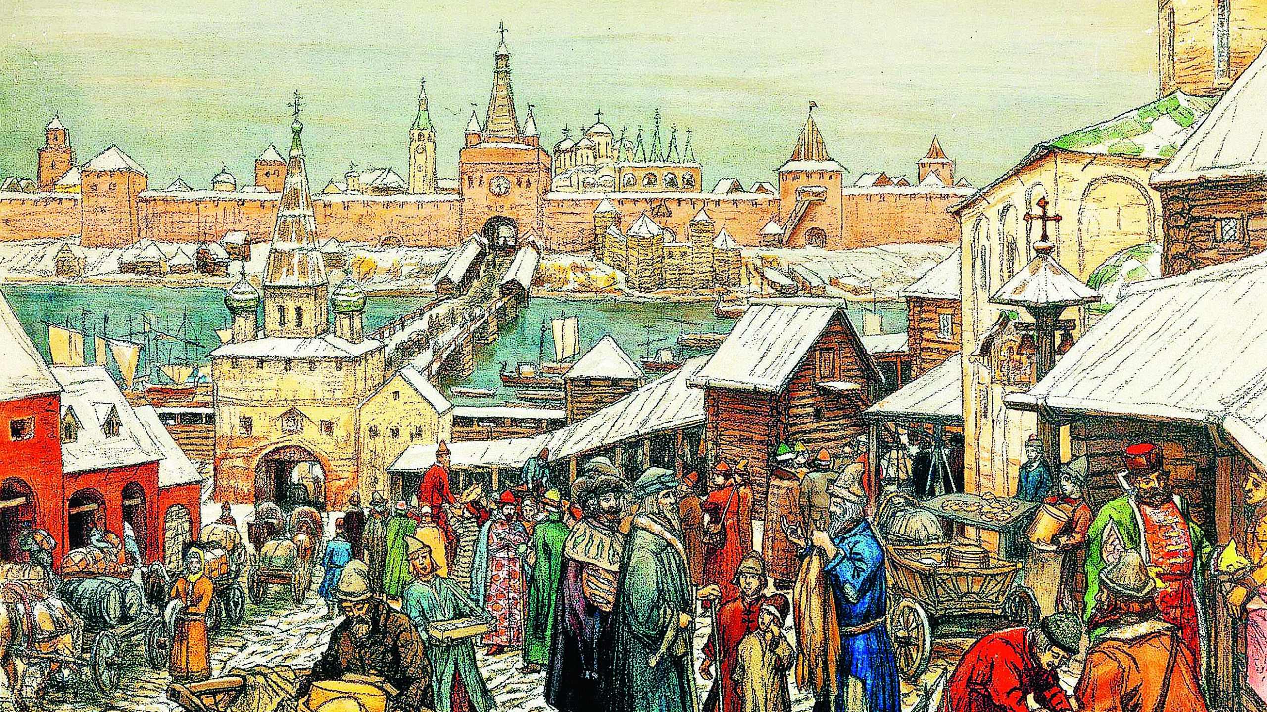 Обои средневековье, Великом Новгороде, Новгородская Республика, торговля, история в разрешении 2560x1440
