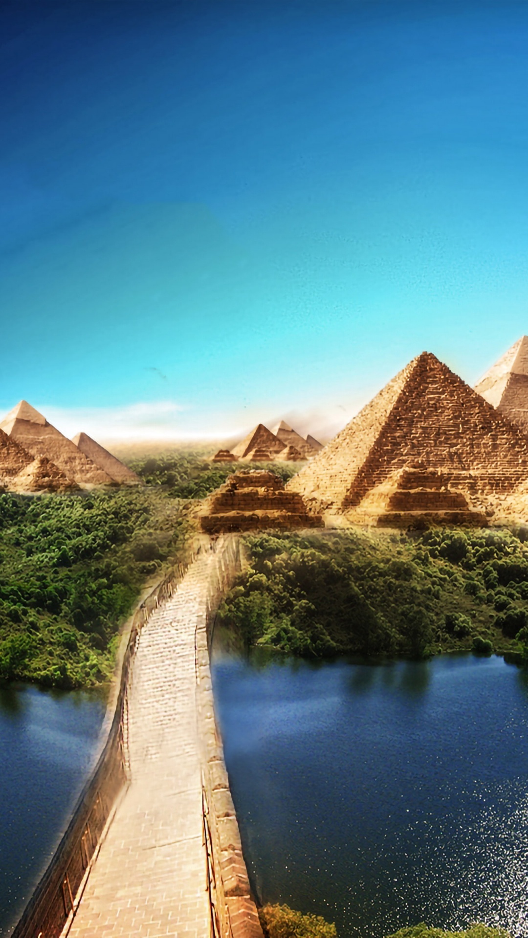 Обои природа, отражение, Великий Сфинкс Гизы, небо, египетская пирамида в разрешении 1080x1920