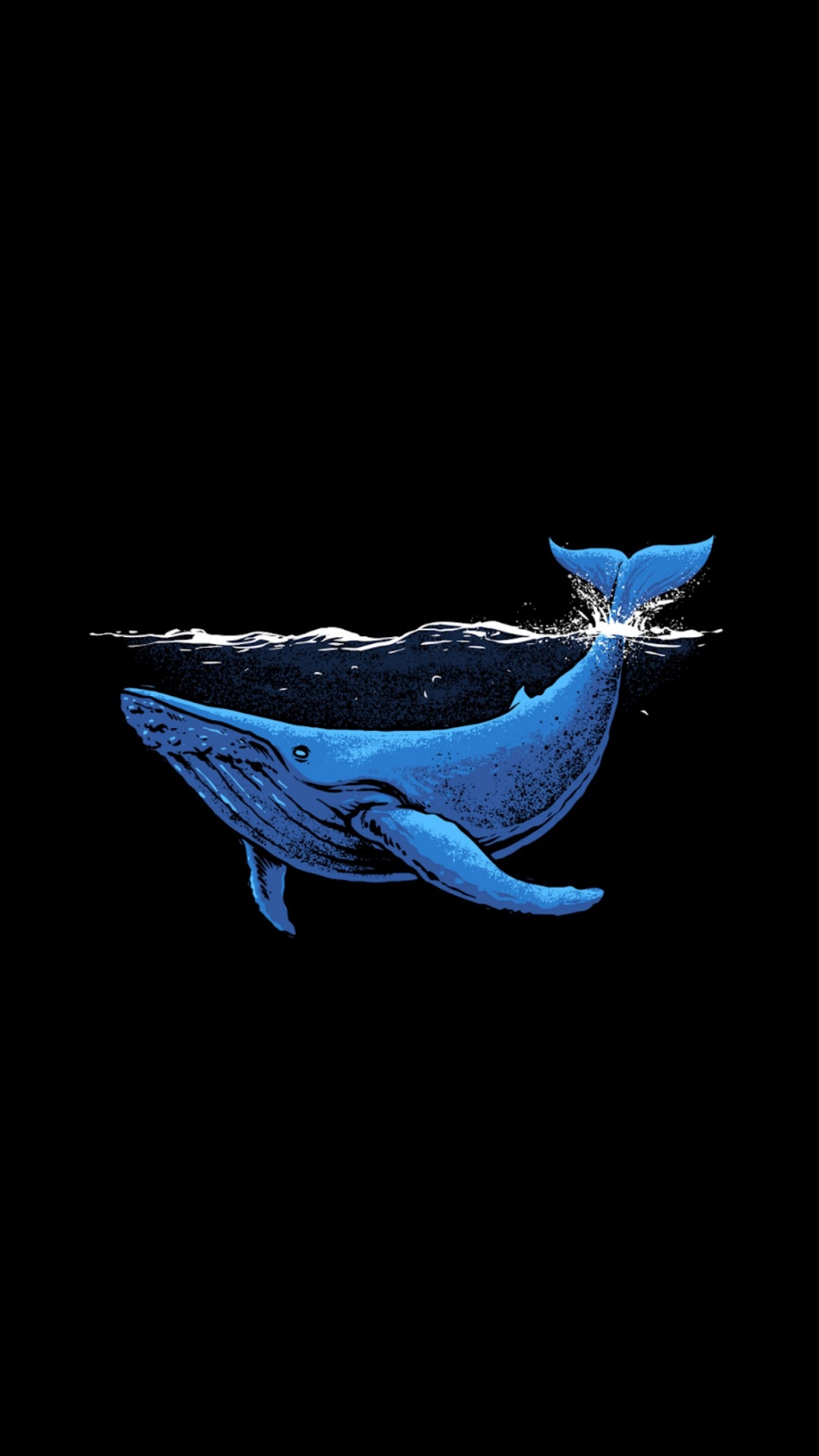 Обои синий Кит, Кит, минималистский телефон, жидкий, финн в разрешении 1080x1920