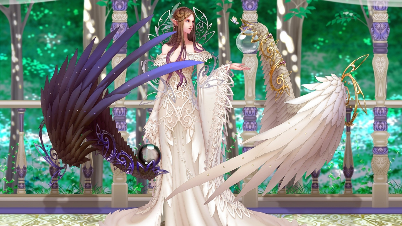 Обои фэнтези, платье, игра, магия, девушка в разрешении 1280x720