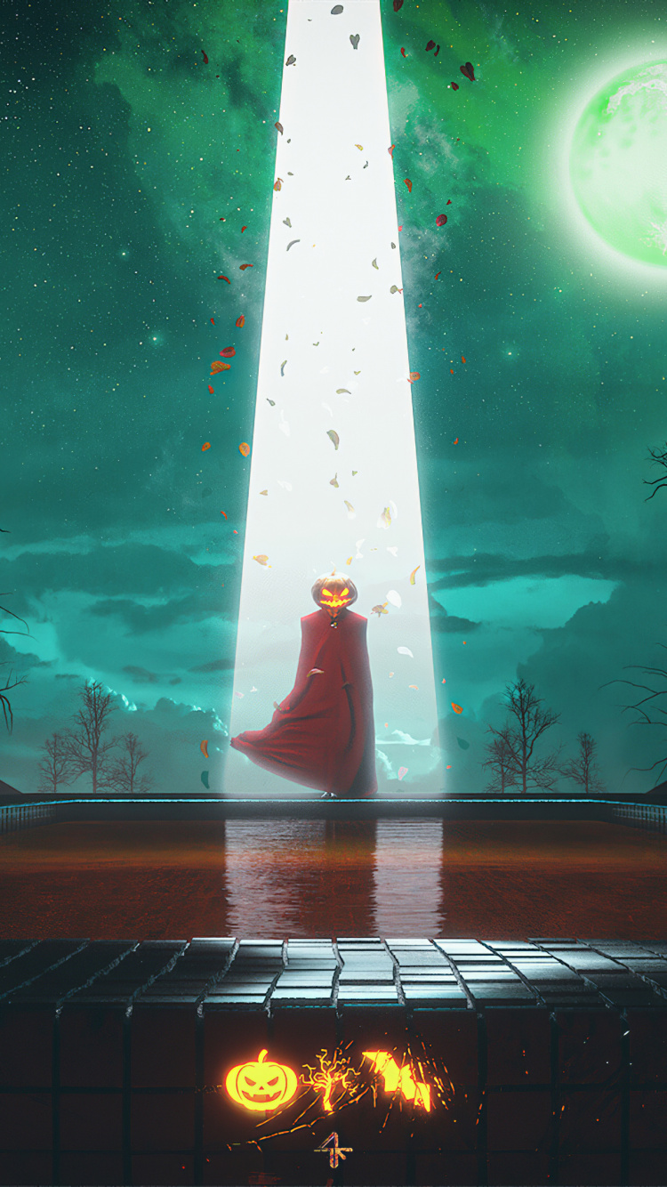 Обои зеленый, свет, дерево, графика, космос в разрешении 750x1334