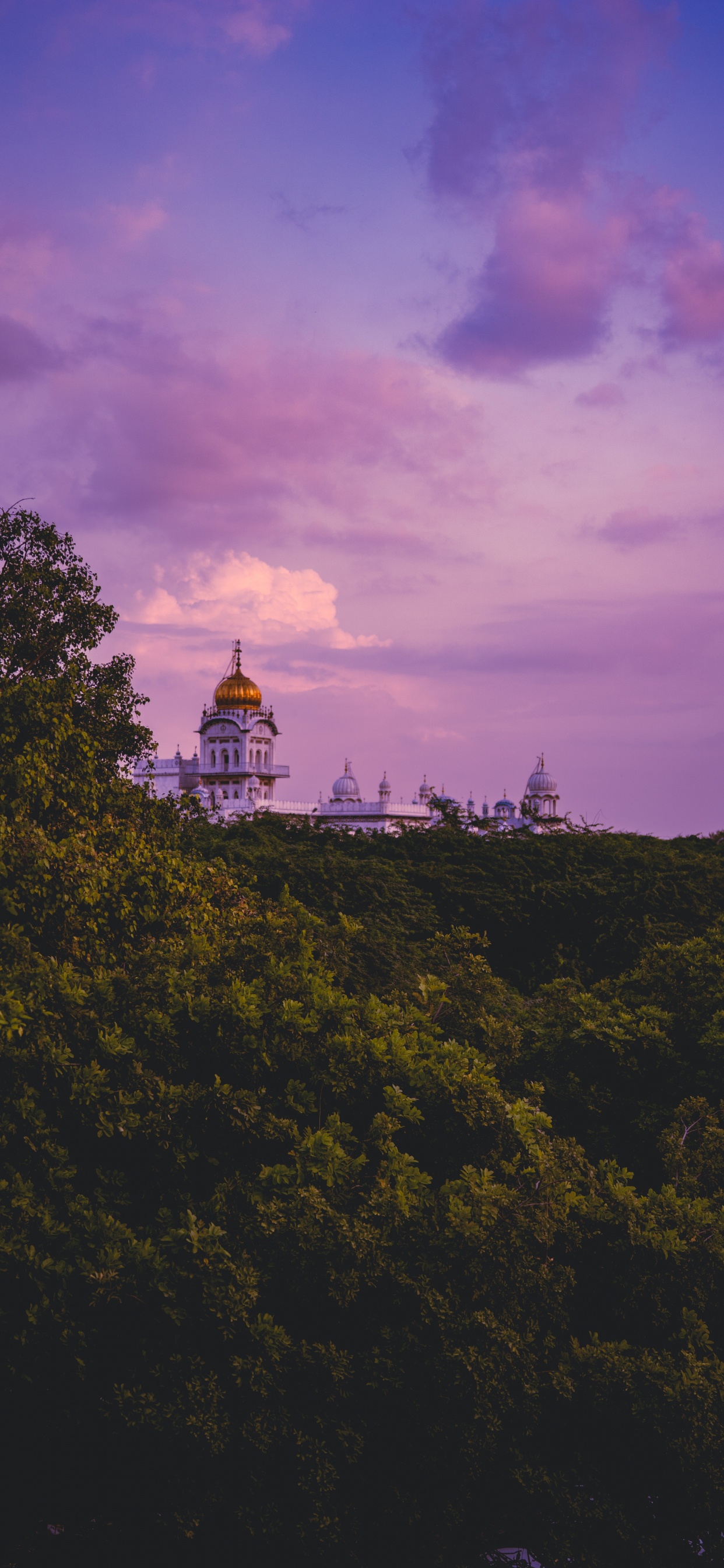 Обои сумерки, купол, утро, здание, архитектура в разрешении 1242x2688