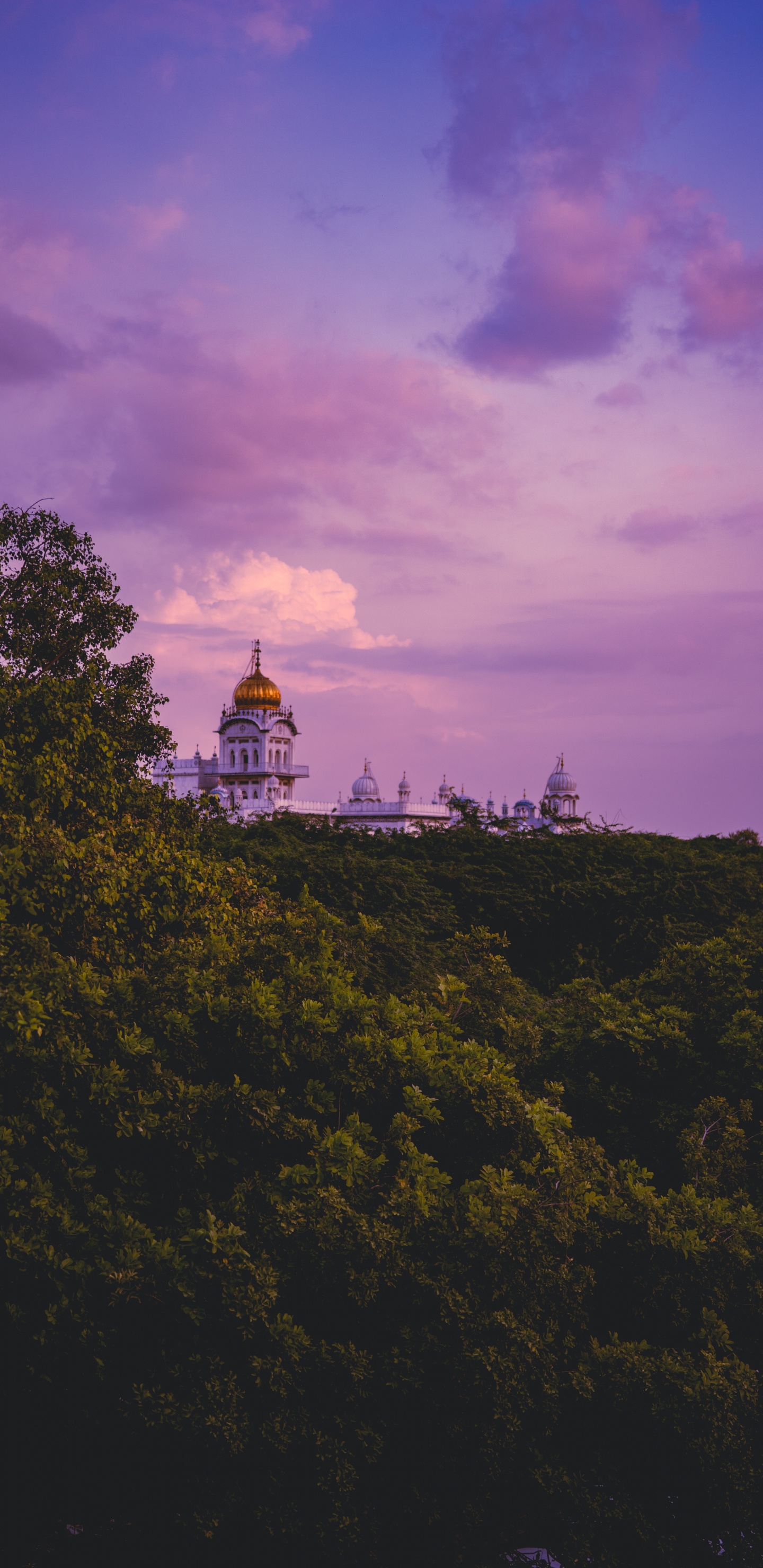 Обои сумерки, купол, утро, здание, архитектура в разрешении 1440x2960